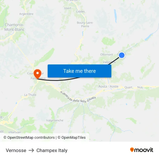 Vernosse to Champex Italy map