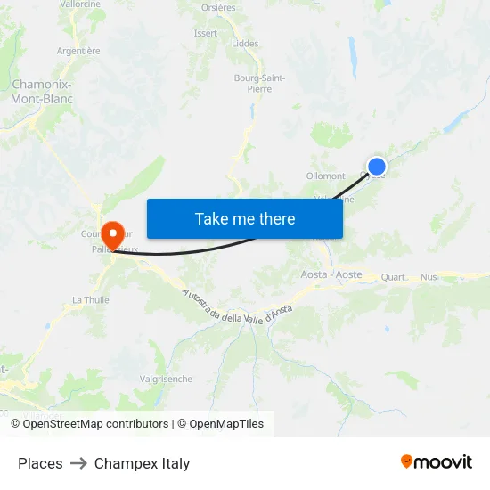 Places to Champex Italy map