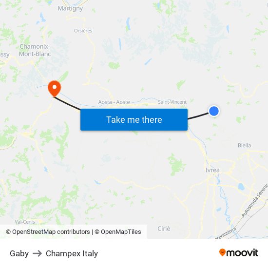 Gaby to Champex Italy map