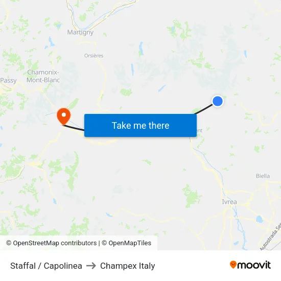 Staffal to Champex Italy map