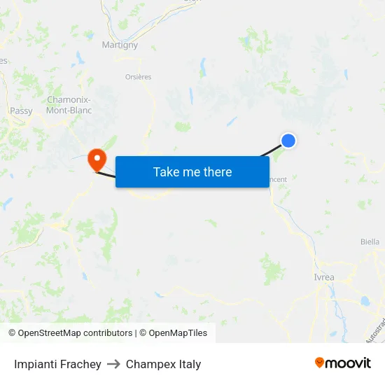 Frachey Facilities to Champex Italy map