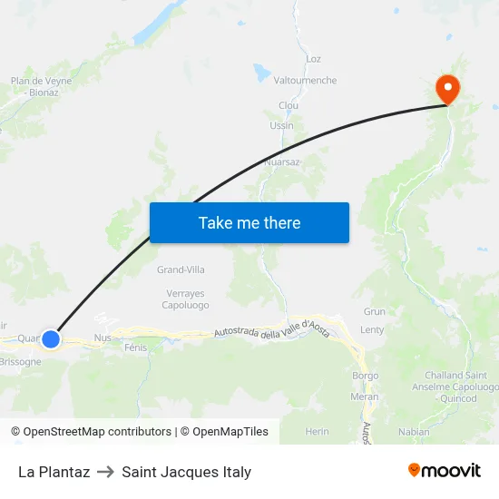 La Plantaz to Saint Jacques Italy map