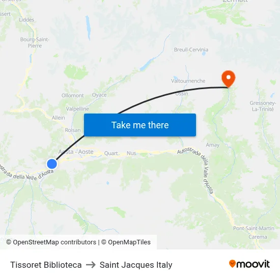 Tissoret Library to Saint Jacques Italy map