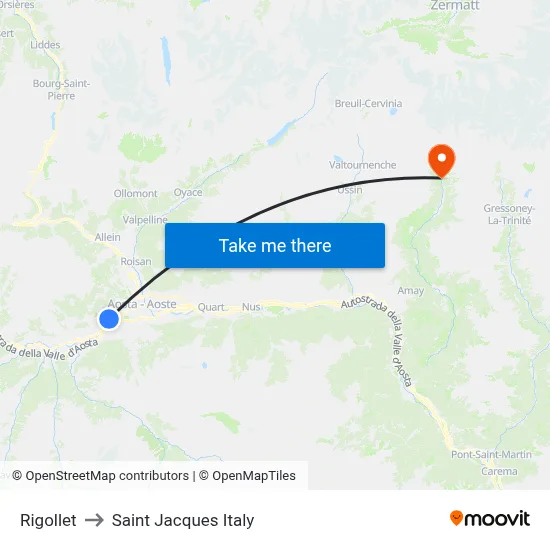 Rigollet to Saint Jacques Italy map
