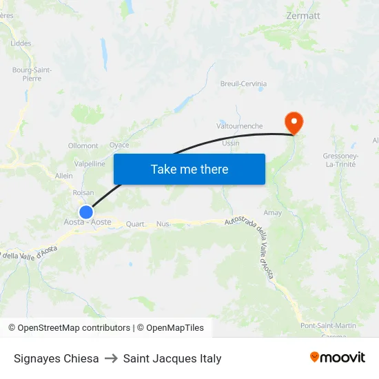 Signayes Chiesa to Saint Jacques Italy map