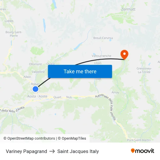 Variney Papagrand to Saint Jacques Italy map