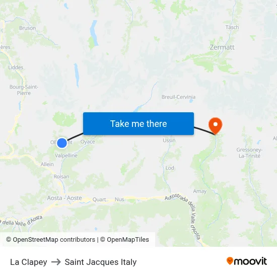 La Clapey to Saint Jacques Italy map