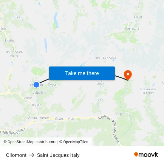 Ollomont to Saint Jacques Italy map