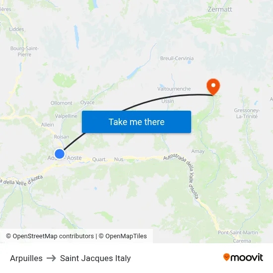 Arpuilles to Saint Jacques Italy map