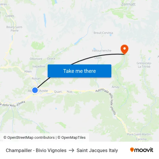 Champailler - Vignoles Junction to Saint Jacques Italy map
