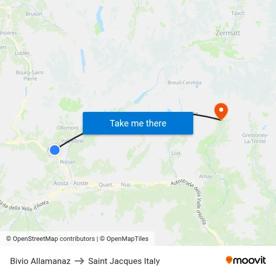 Allamanaz Junction to Saint Jacques Italy map