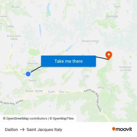 Daillon to Saint Jacques Italy map