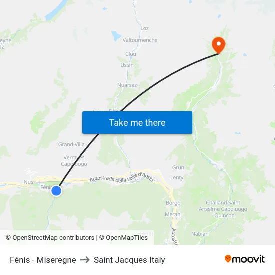 Fénis - Miseregne to Saint Jacques Italy map