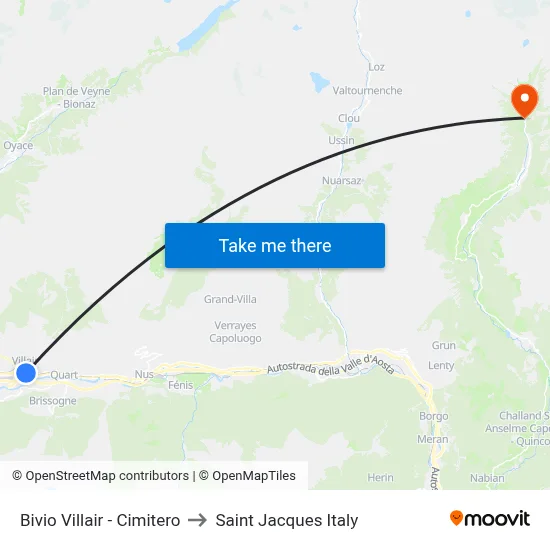 Villair Junction - Cemetery to Saint Jacques Italy map
