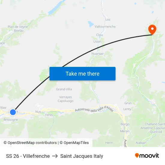 SS 26 - Villefrenche to Saint Jacques Italy map