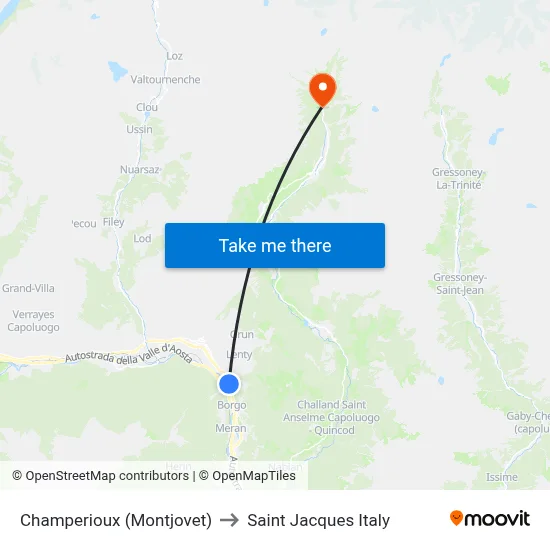 Champerioux (Montjovet) to Saint Jacques Italy map