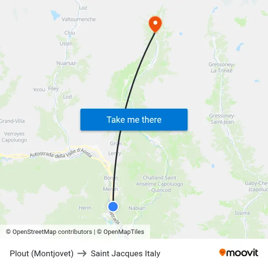 Plout (Montjovet) to Saint Jacques Italy map