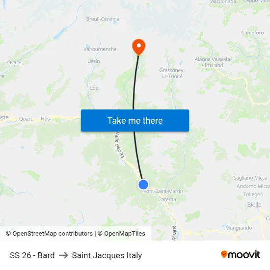 SS 26 - Bard to Saint Jacques Italy map