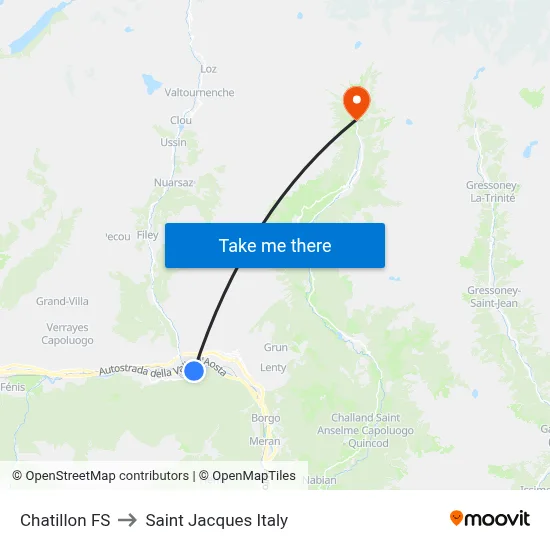 Chatillon Station to Saint Jacques Italy map