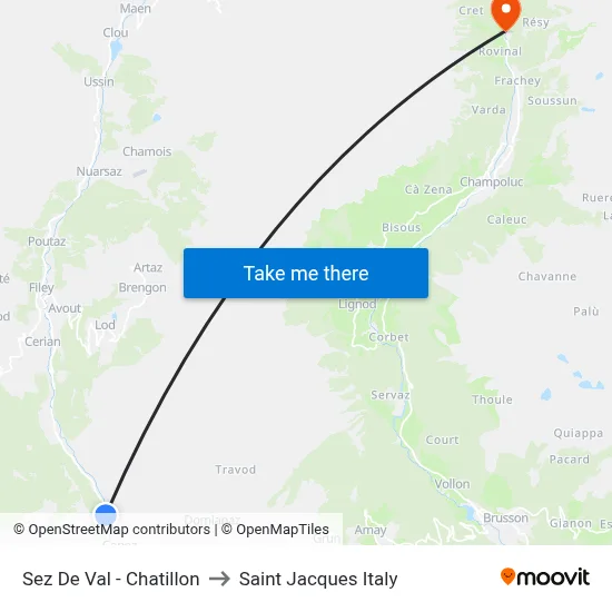 Sez De Val - Chatillon to Saint Jacques Italy map
