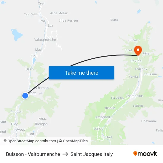 Buisson - Valtournenche to Saint Jacques Italy map