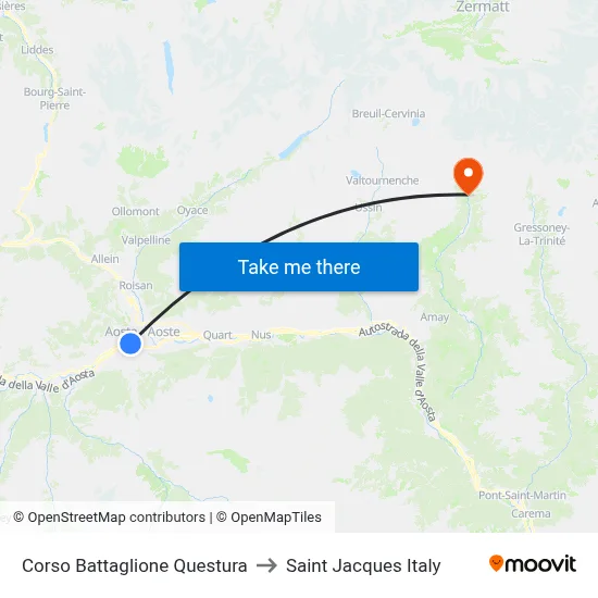 Battaglione Course Police Station to Saint Jacques Italy map