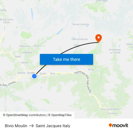 Moulin Junction to Saint Jacques Italy map