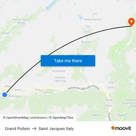 Grand Pollein to Saint Jacques Italy map