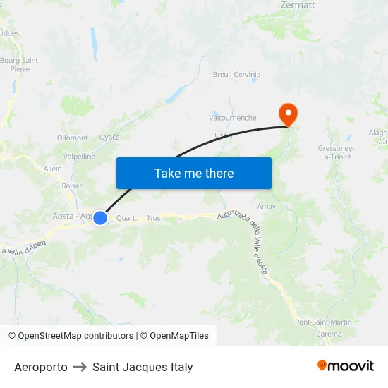 Airport to Saint Jacques Italy map