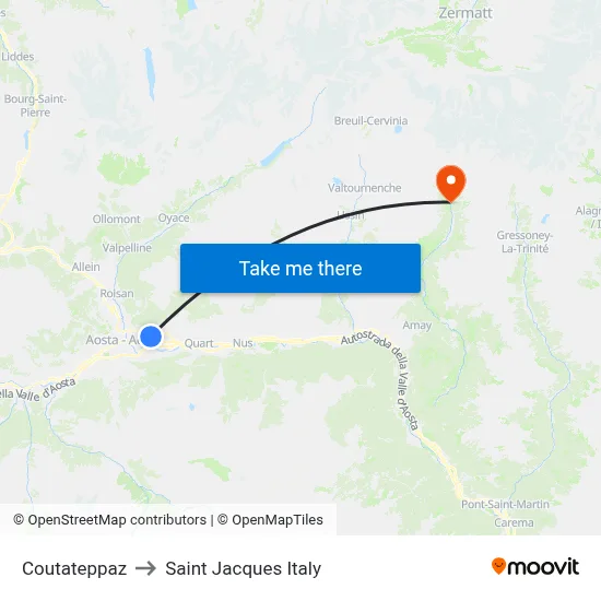 Coutateppaz to Saint Jacques Italy map