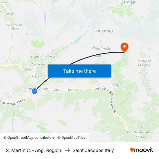 S. Martin C. - Regions Corner to Saint Jacques Italy map