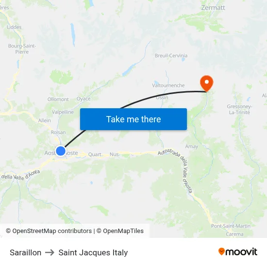 Saraillon to Saint Jacques Italy map