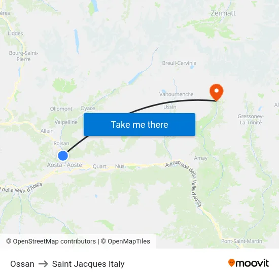 Ossan to Saint Jacques Italy map