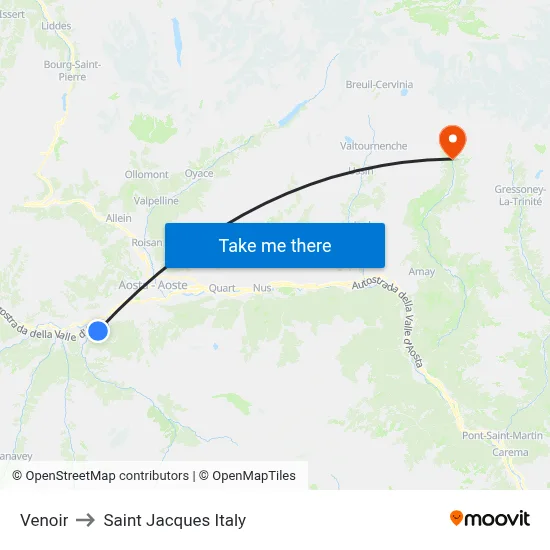 Venoir to Saint Jacques Italy map