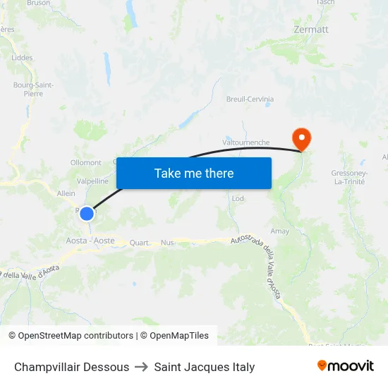Champvillair Lower to Saint Jacques Italy map