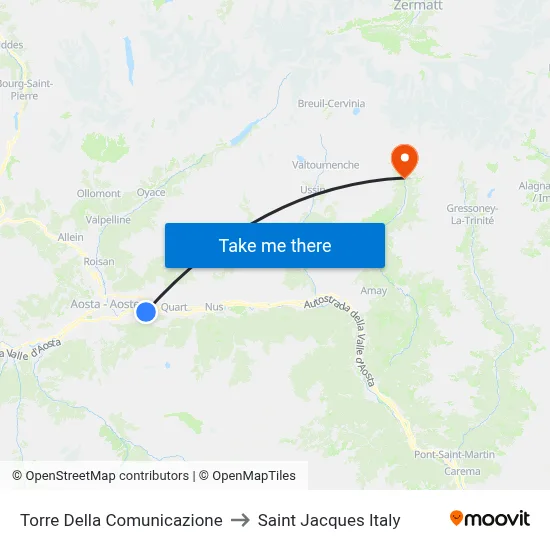 Communication Tower to Saint Jacques Italy map