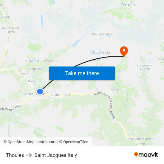 Thoules to Saint Jacques Italy map