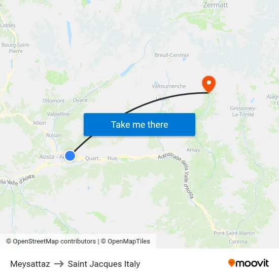 Meysattaz to Saint Jacques Italy map