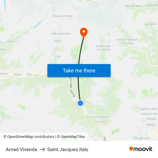 Arnad Vivenda to Saint Jacques Italy map