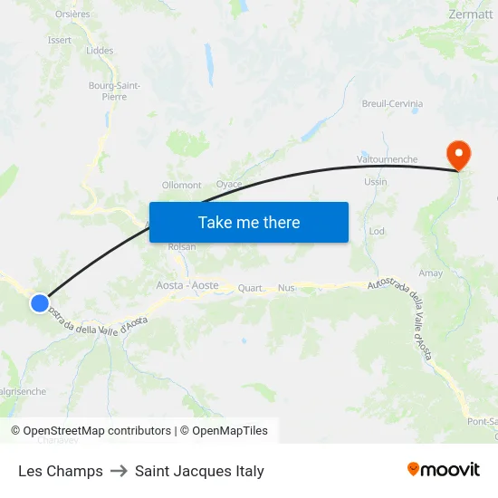 Les Champs to Saint Jacques Italy map