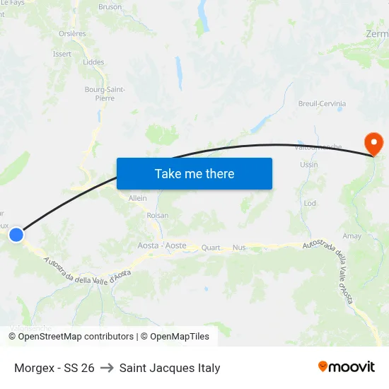 Morgex - Highway 26 to Saint Jacques Italy map