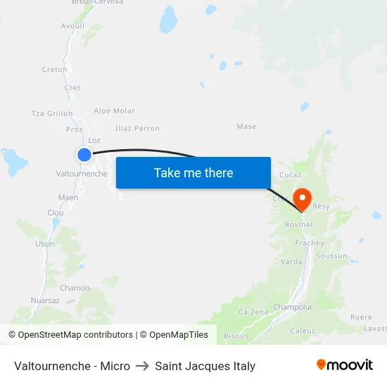 Valtournenche - Micro to Saint Jacques Italy map