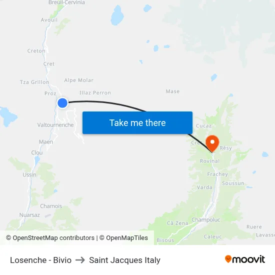 Losenche - Junction to Saint Jacques Italy map