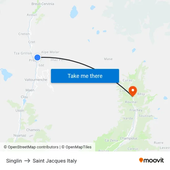 Singlin to Saint Jacques Italy map