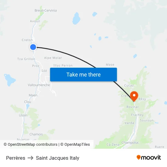 Perrères to Saint Jacques Italy map
