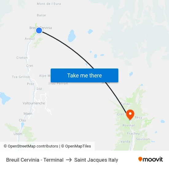 Breuil Cervinia - Terminal to Saint Jacques Italy map