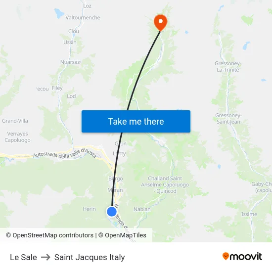 Le Sale to Saint Jacques Italy map