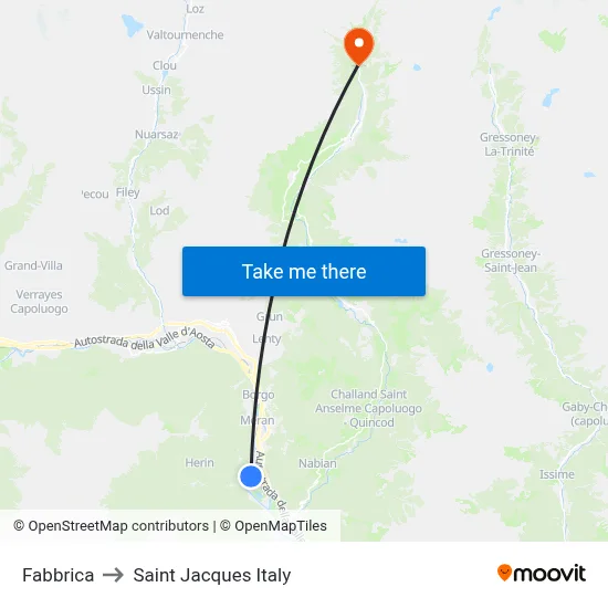 Fabbrica to Saint Jacques Italy map
