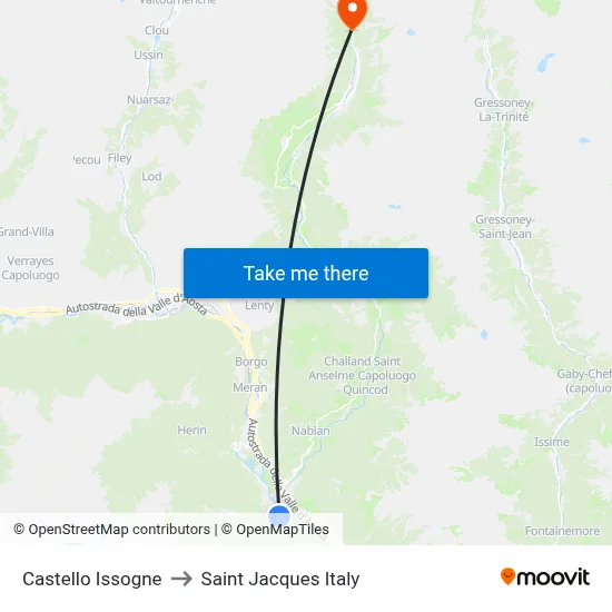 Issogne Castle to Saint Jacques Italy map