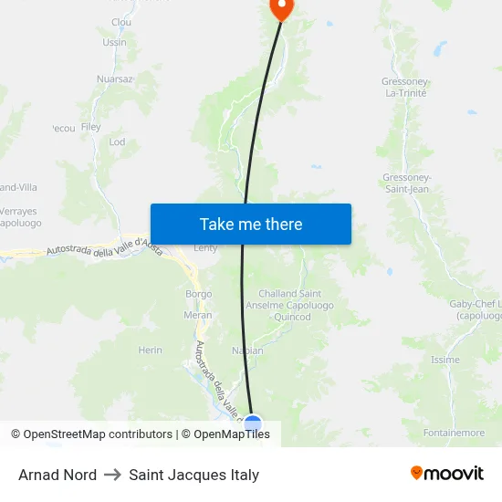Arnad North to Saint Jacques Italy map